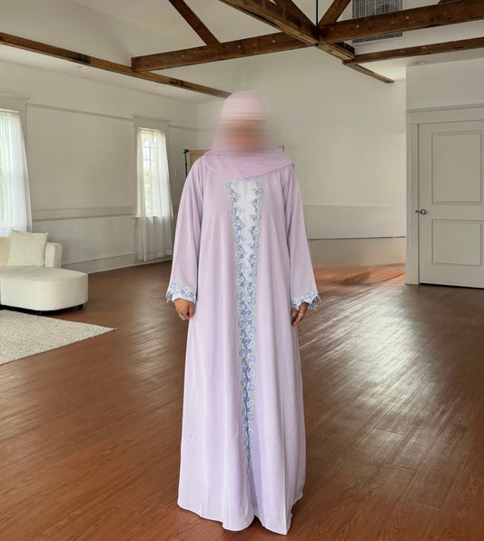 Afrin-Four Piece Lace-Abaya set- Lavender
