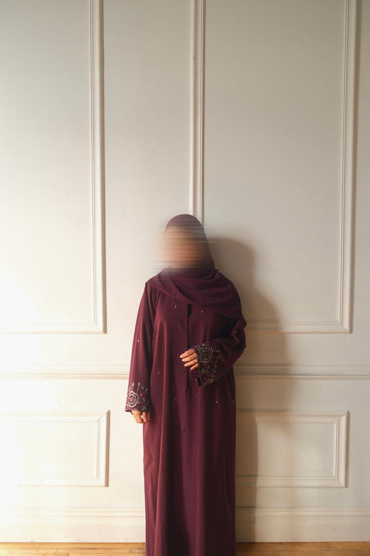 Nura-Handcrafted-Abaya set-Deep Purple