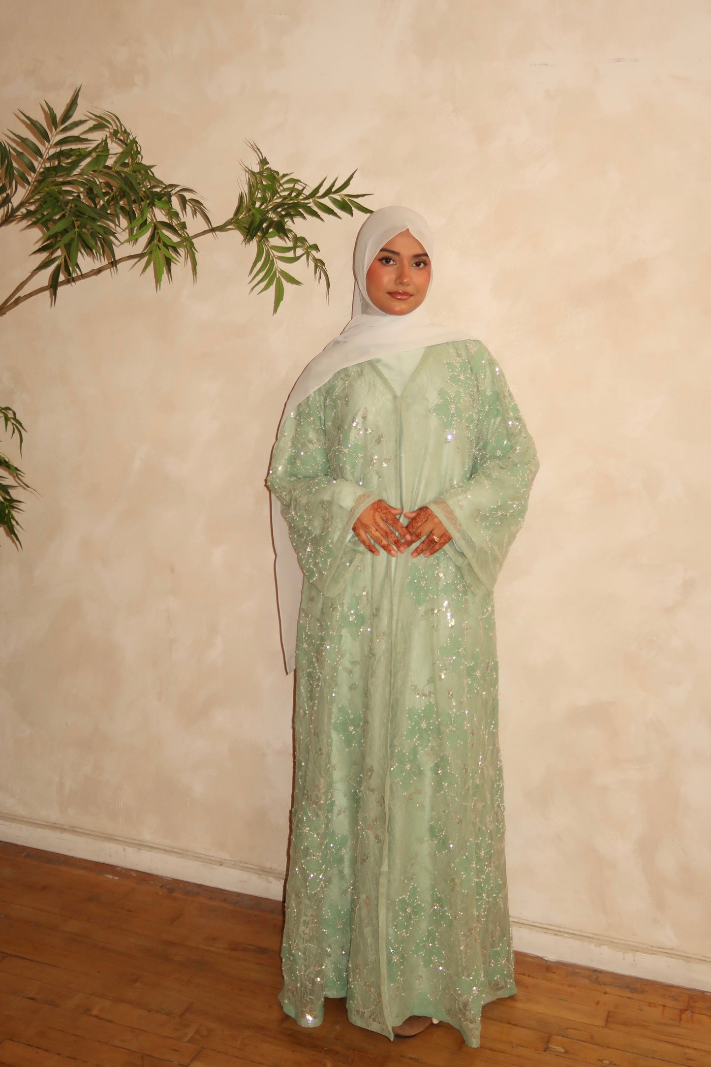 Jasmine -Lace Embellished-Four Piece-Abaya Set