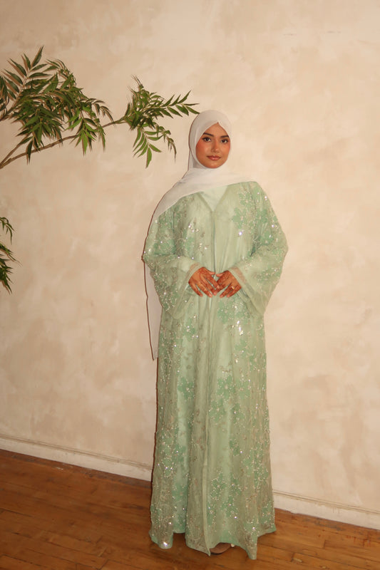 Jasmine -Lace Embellished-Four Piece-Abaya Set