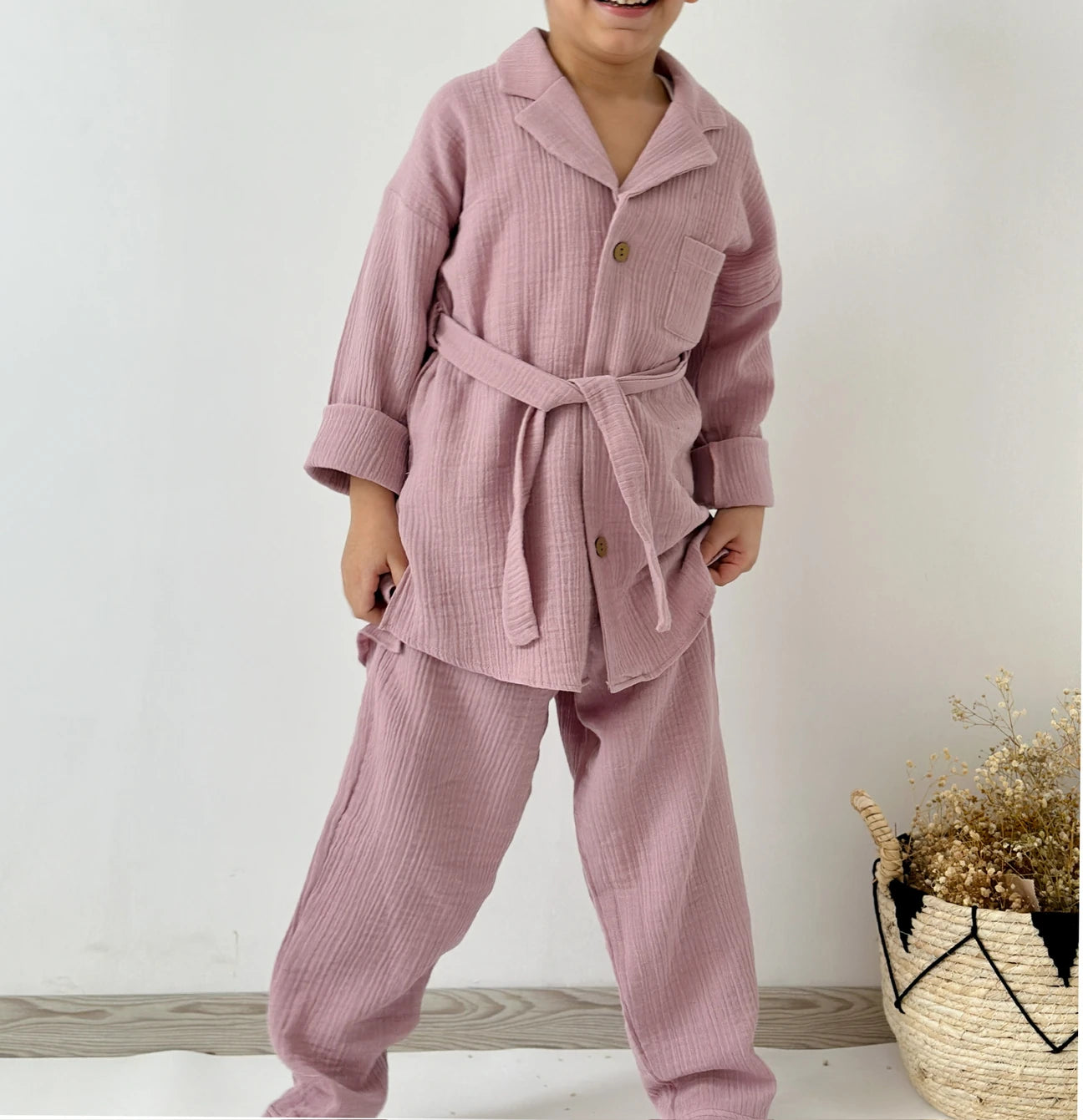 Unisex-Muslin-Two piece set-lavender pink