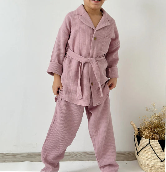 Unisex-Muslin-Two piece set-lavender pink