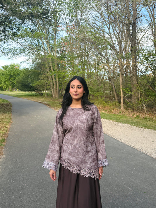 Ella- Asymmetrical-Lace Top-Faded Purple