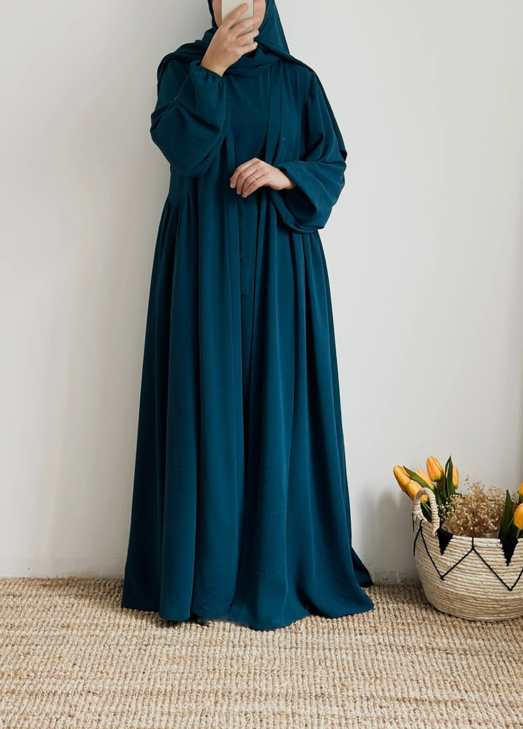 Tabassum-Four-Piece Abaya Set-Sea Blue