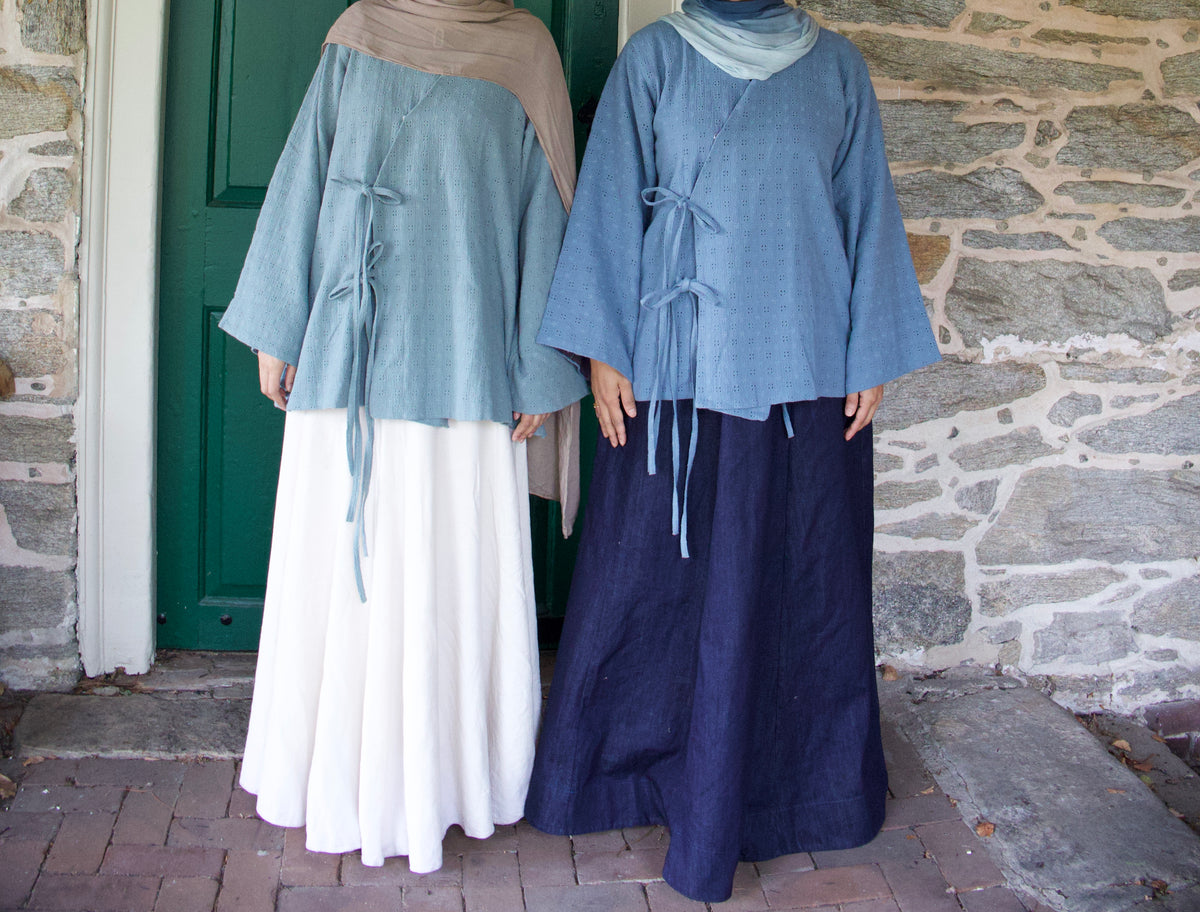 Yuna 100% Cotton Top-Blue Haze