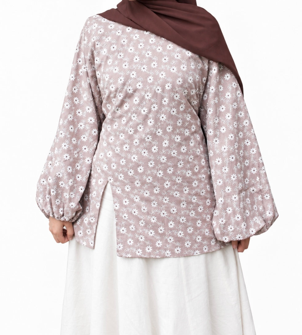 Flora 100% Cotton Top-Mauve
