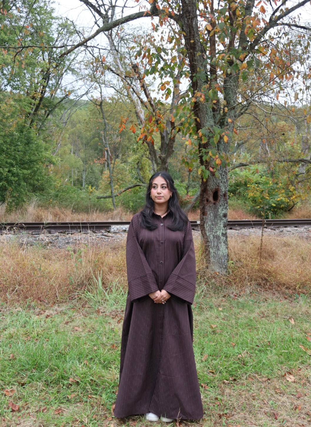 Button- Shirt Abaya+Hijab- Coffee