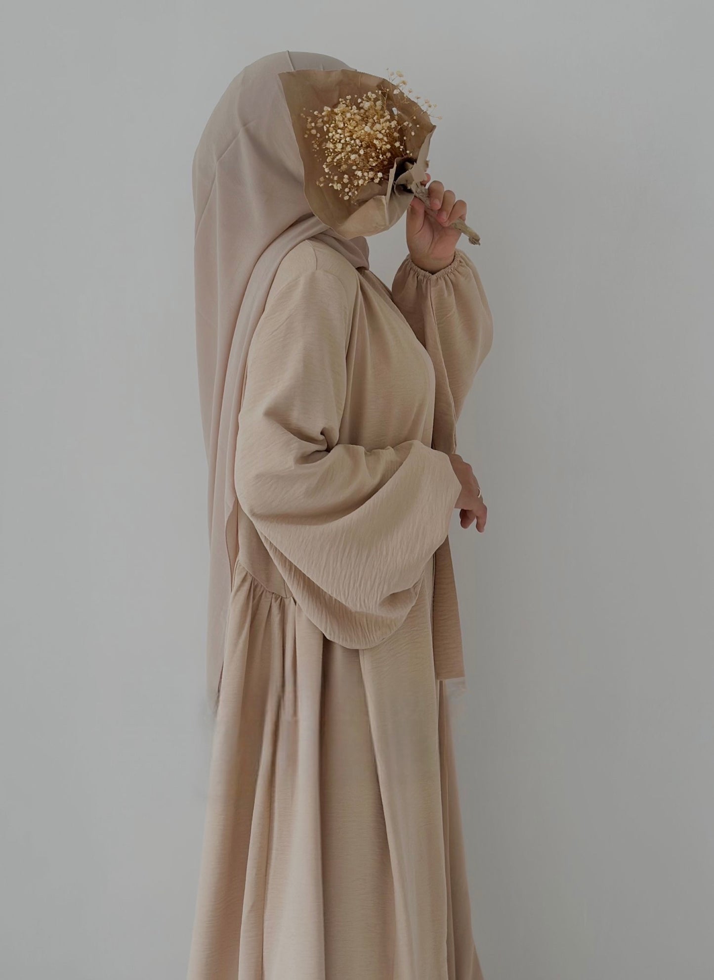 Tabassum-Four-Piece Abaya Set-Beige