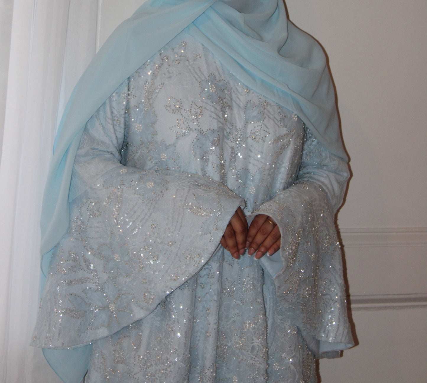 Farasha-Lace Embellished Abaya Dress