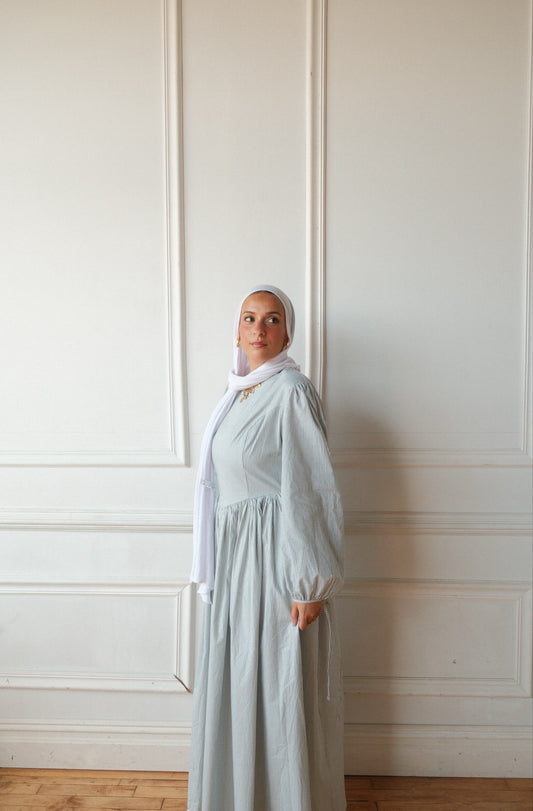 Gingham-Dropped Waist-100%Cotton Dress