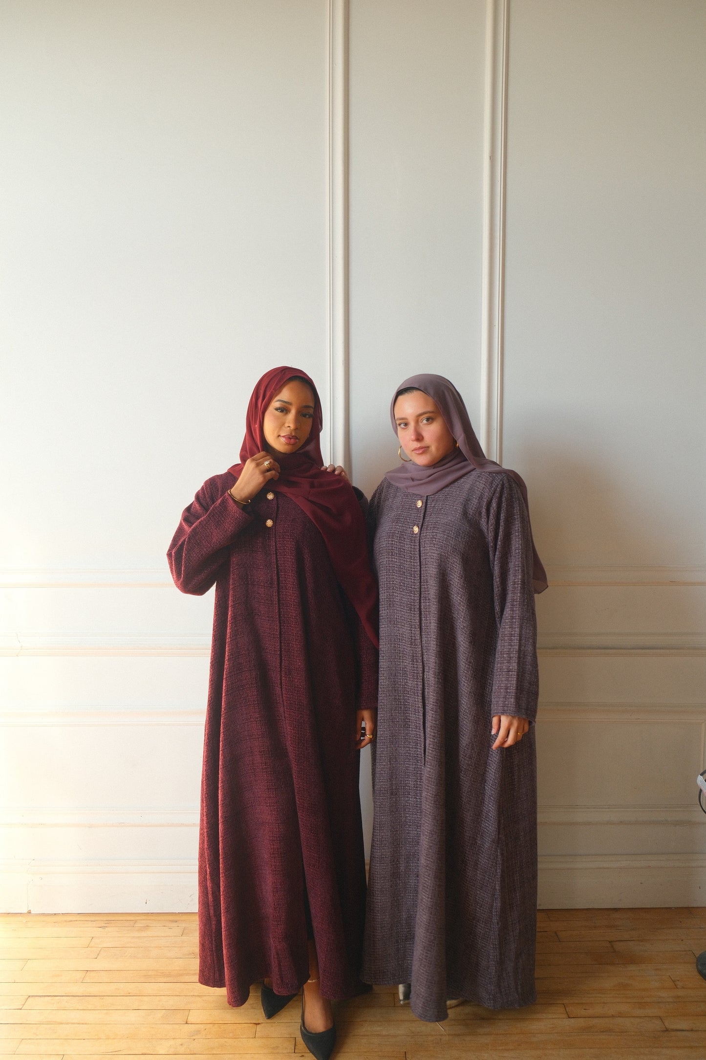 Tweed Abaya+Hijab-Lavender Grey