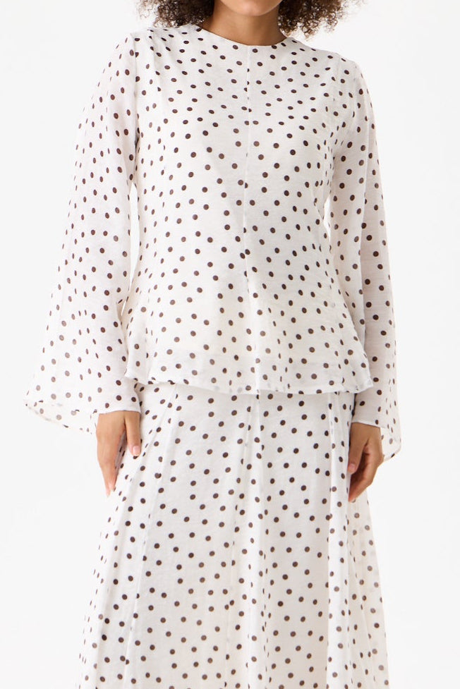 Potka Dot Top-White