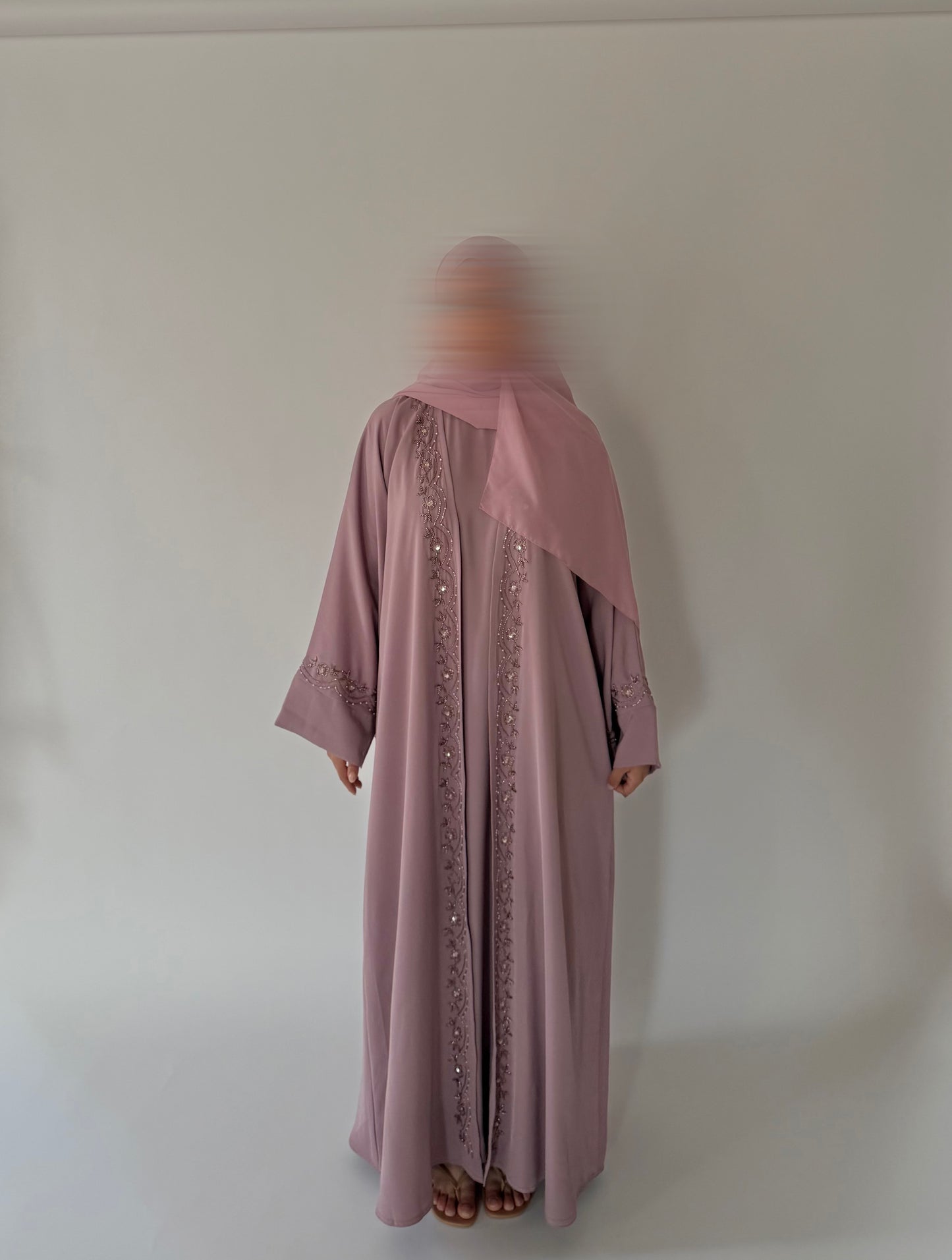 Inaya-Handwork Four-piece-Abaya set-Dusty pink