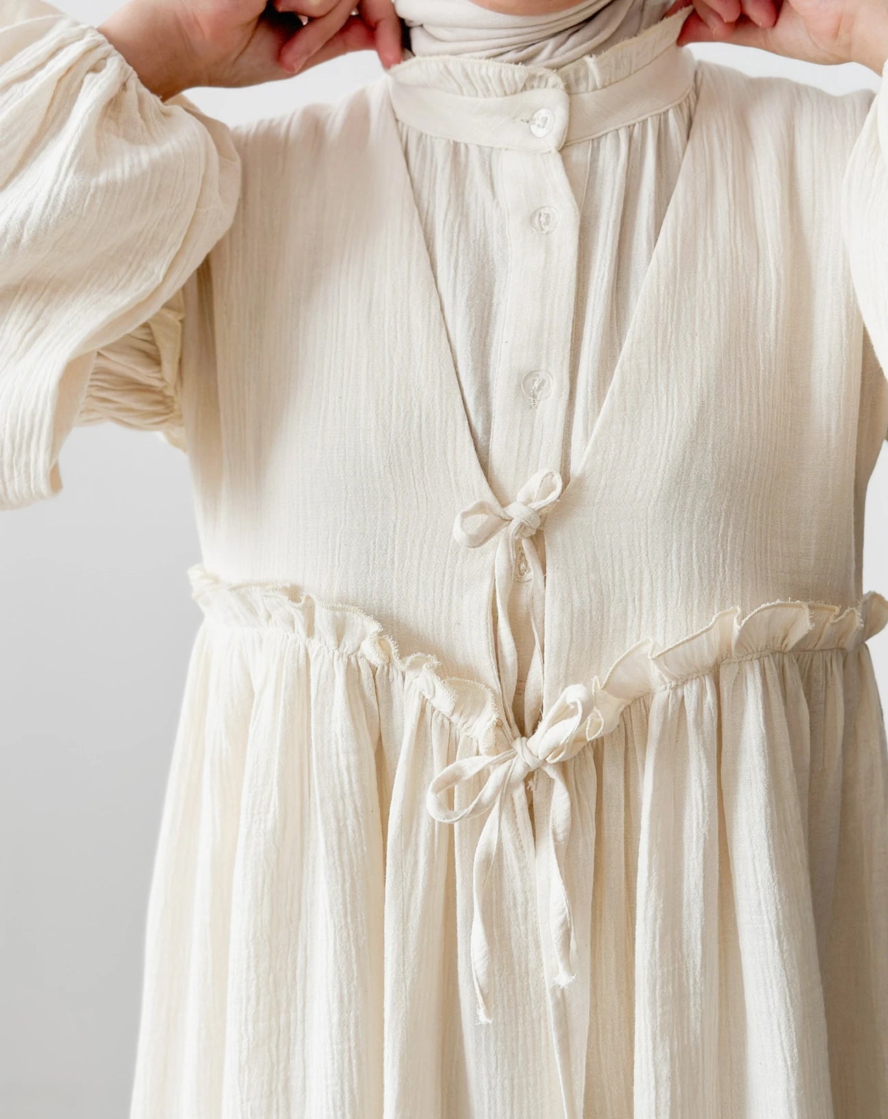 Vintage Muslin Two-piece dress-Cream