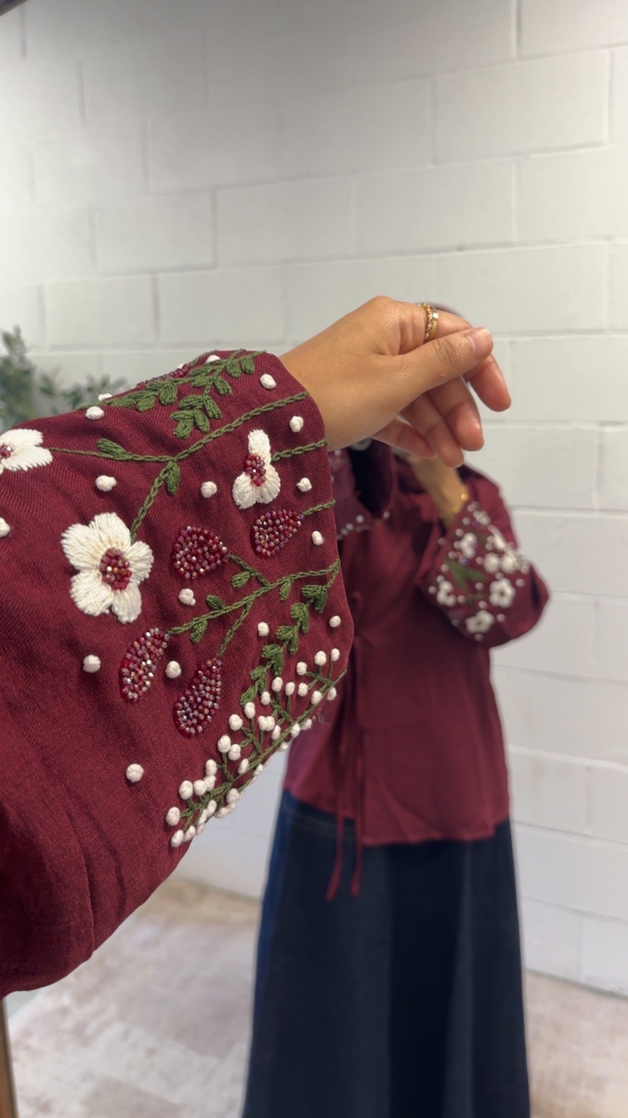 Warda-Handwork Blouse- Burnt Maroon