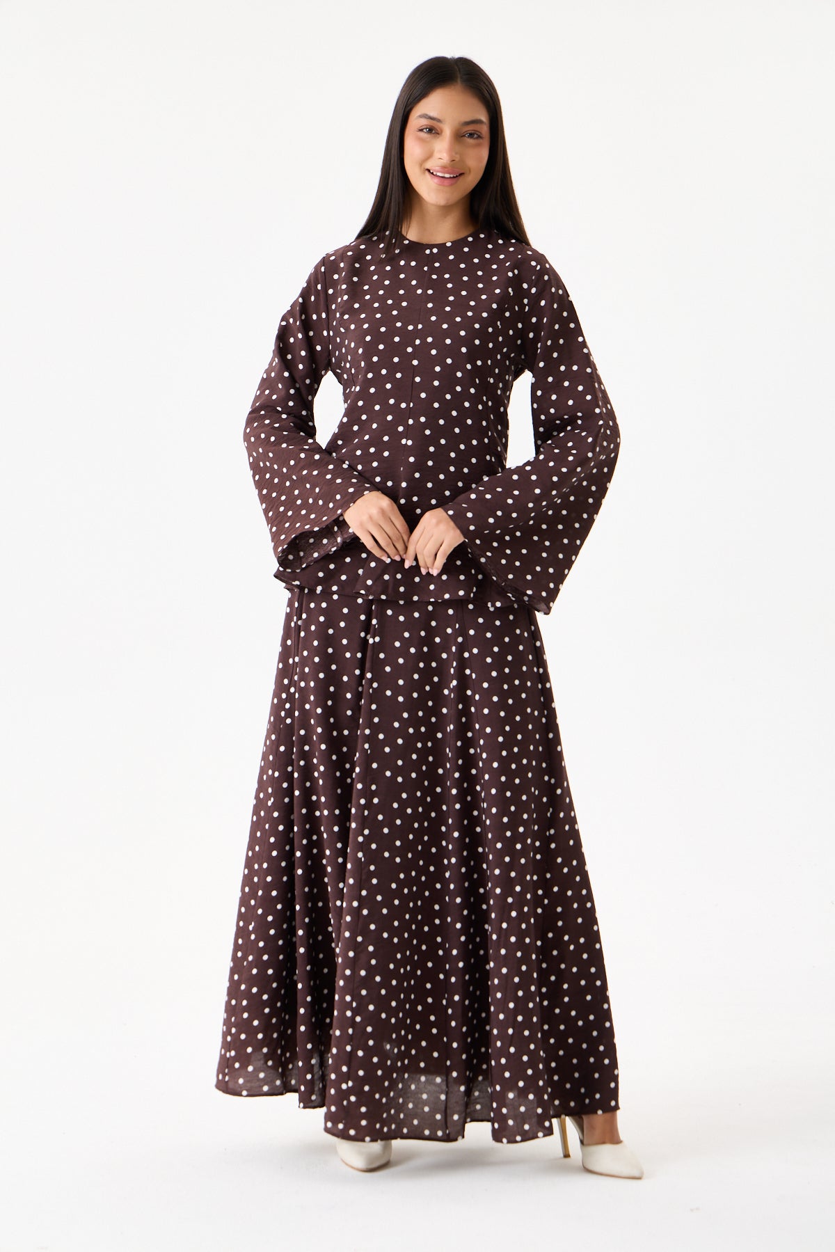 Potka Dot Skirt- Brown