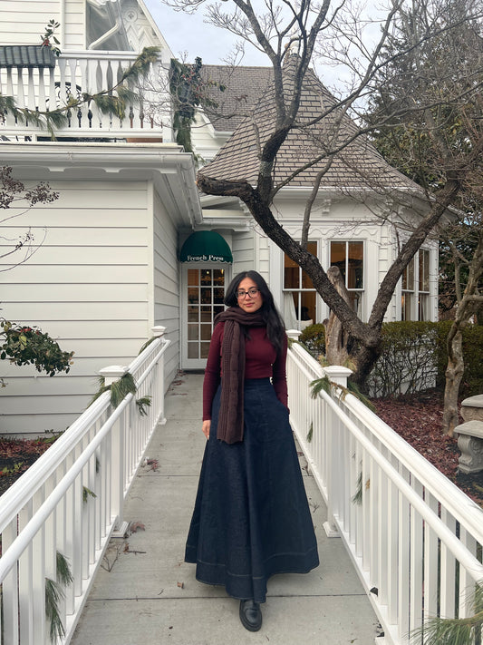 Denim Maxi Skirt-Dark Wash -100% Cotton