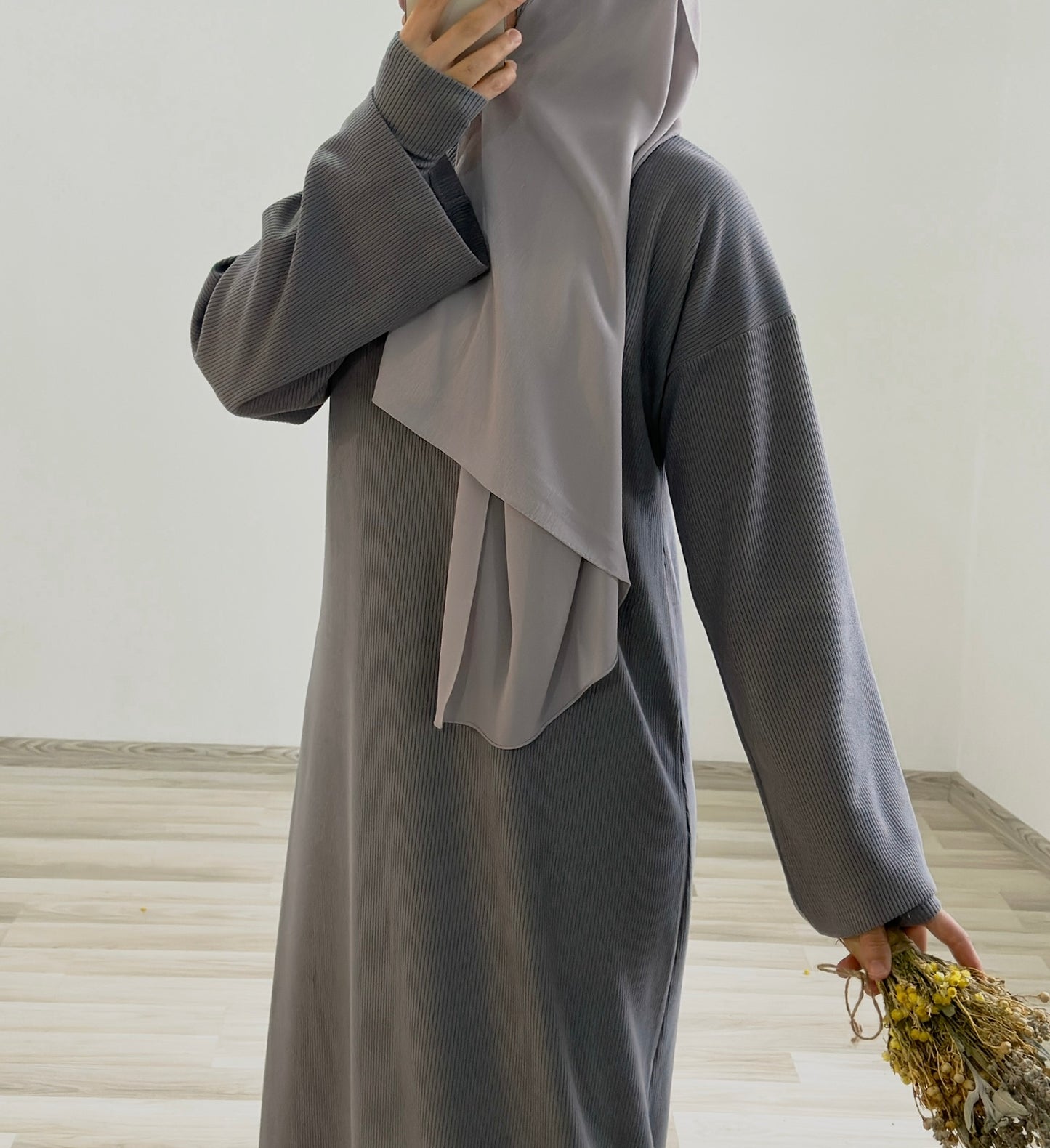 Ayah-knitted Dress Gray+Arm Sleeves