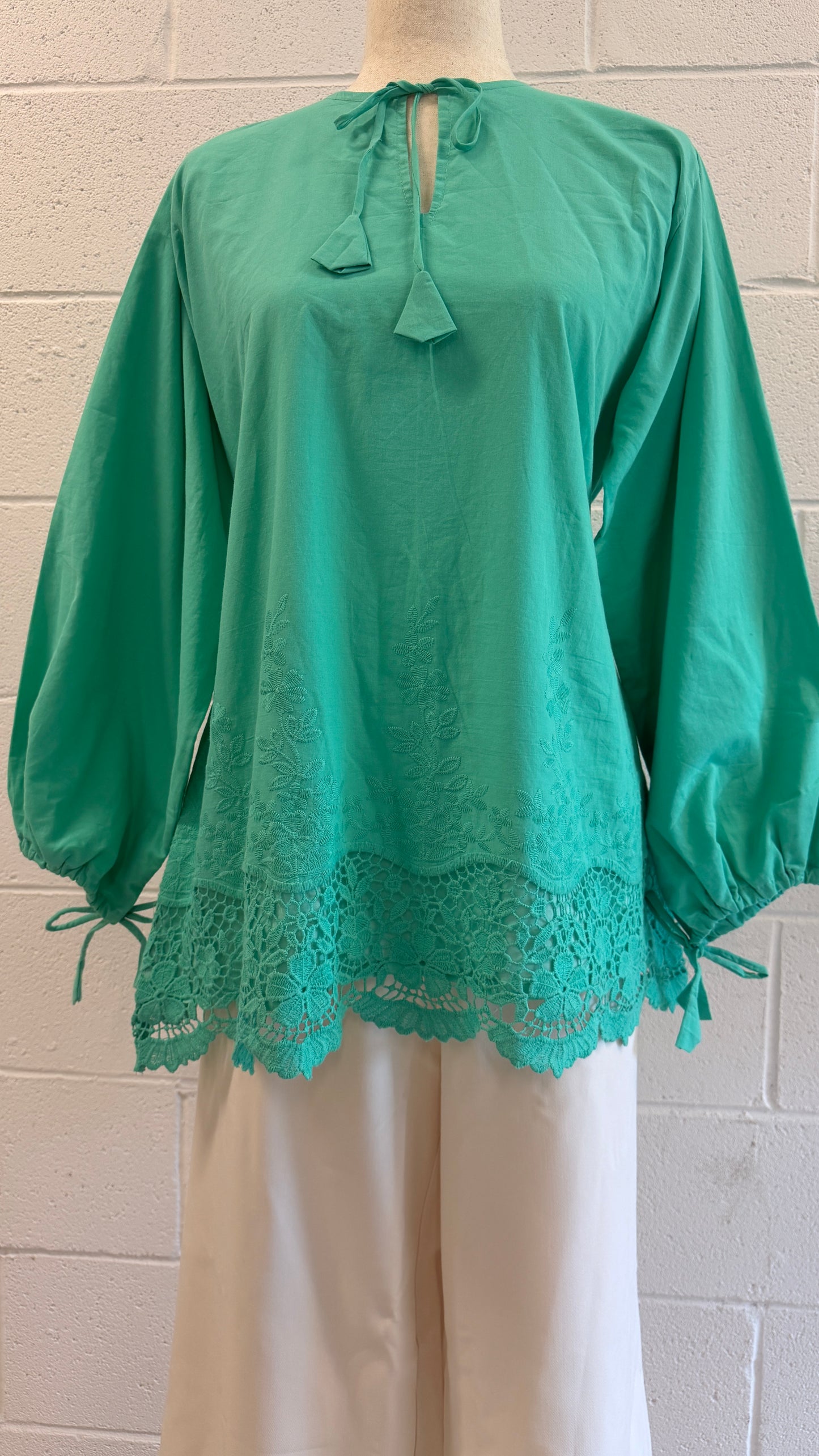 Nami Cotton Top-Mint Turquoise