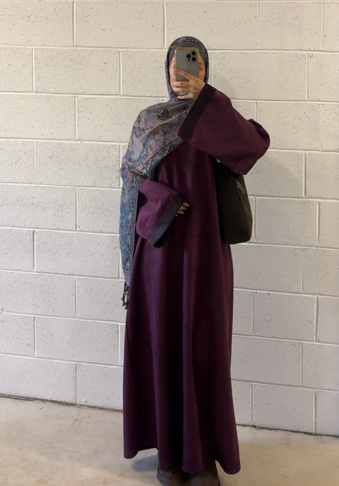 Haya-Suede Winter Abaya-Tyrian Purple