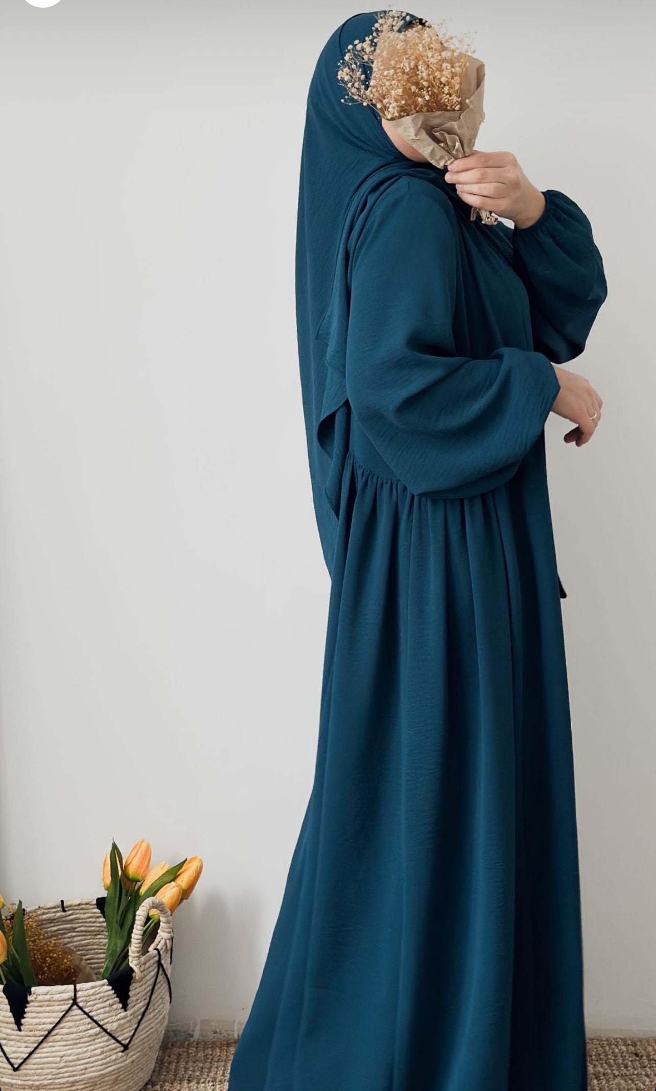 Tabassum-Four-Piece Abaya Set-Sea Blue