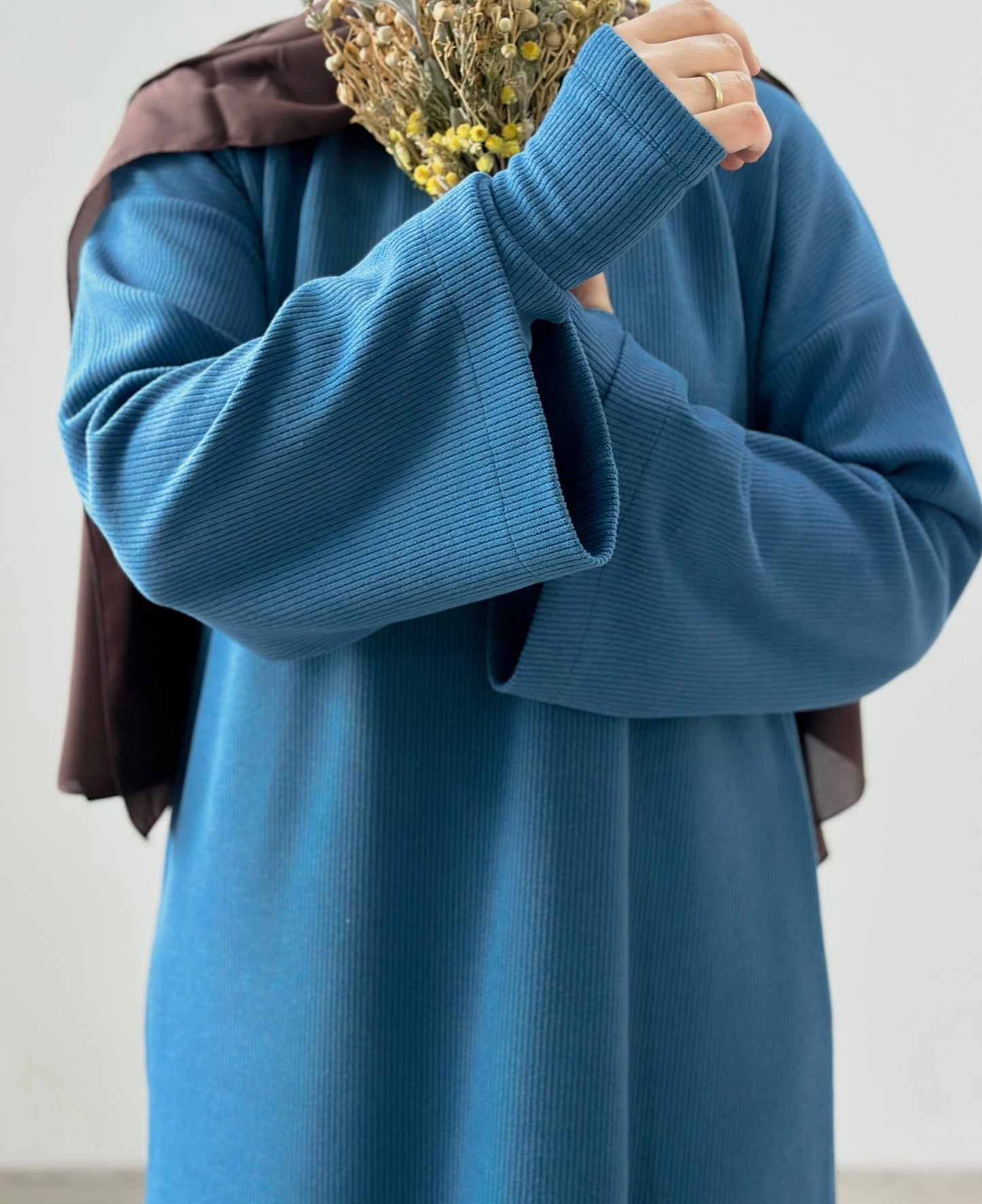 Ayah-knitted Dress-Blue+Arm Sleeves