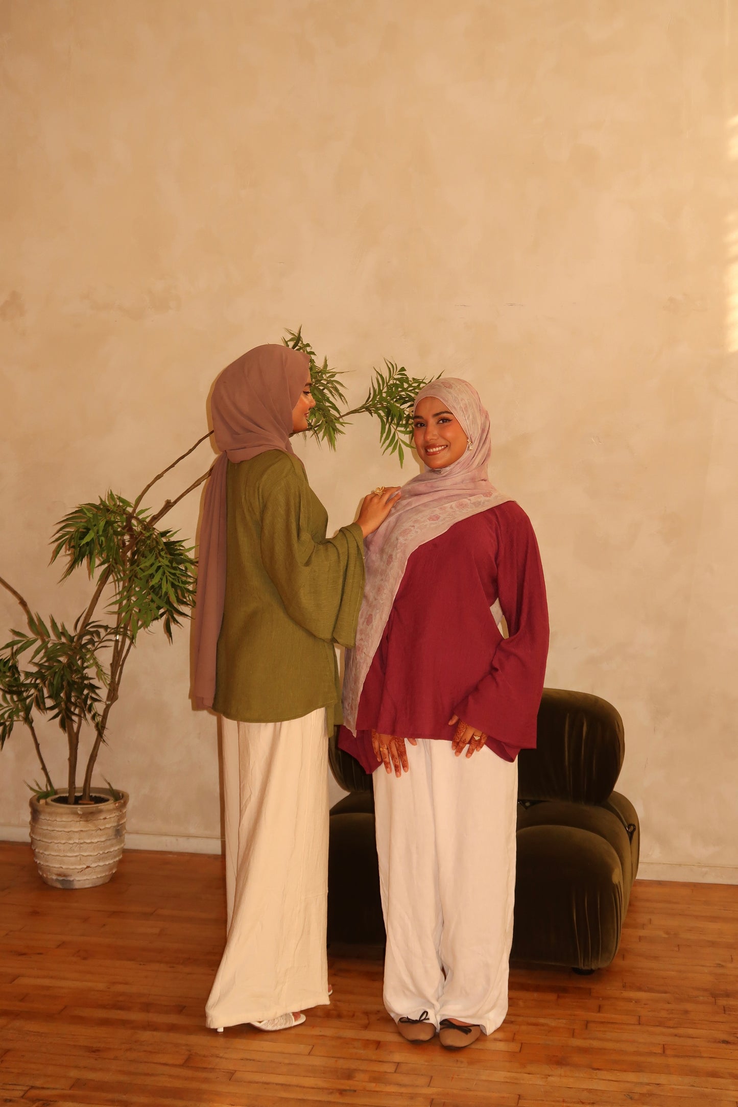 Tie Front Top- Wide Sleeves-Dull Magenta