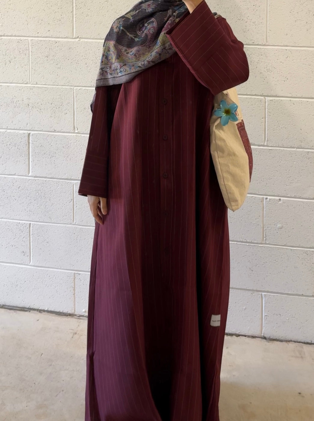 Adara-Front button-Abaya - 
- Maroon