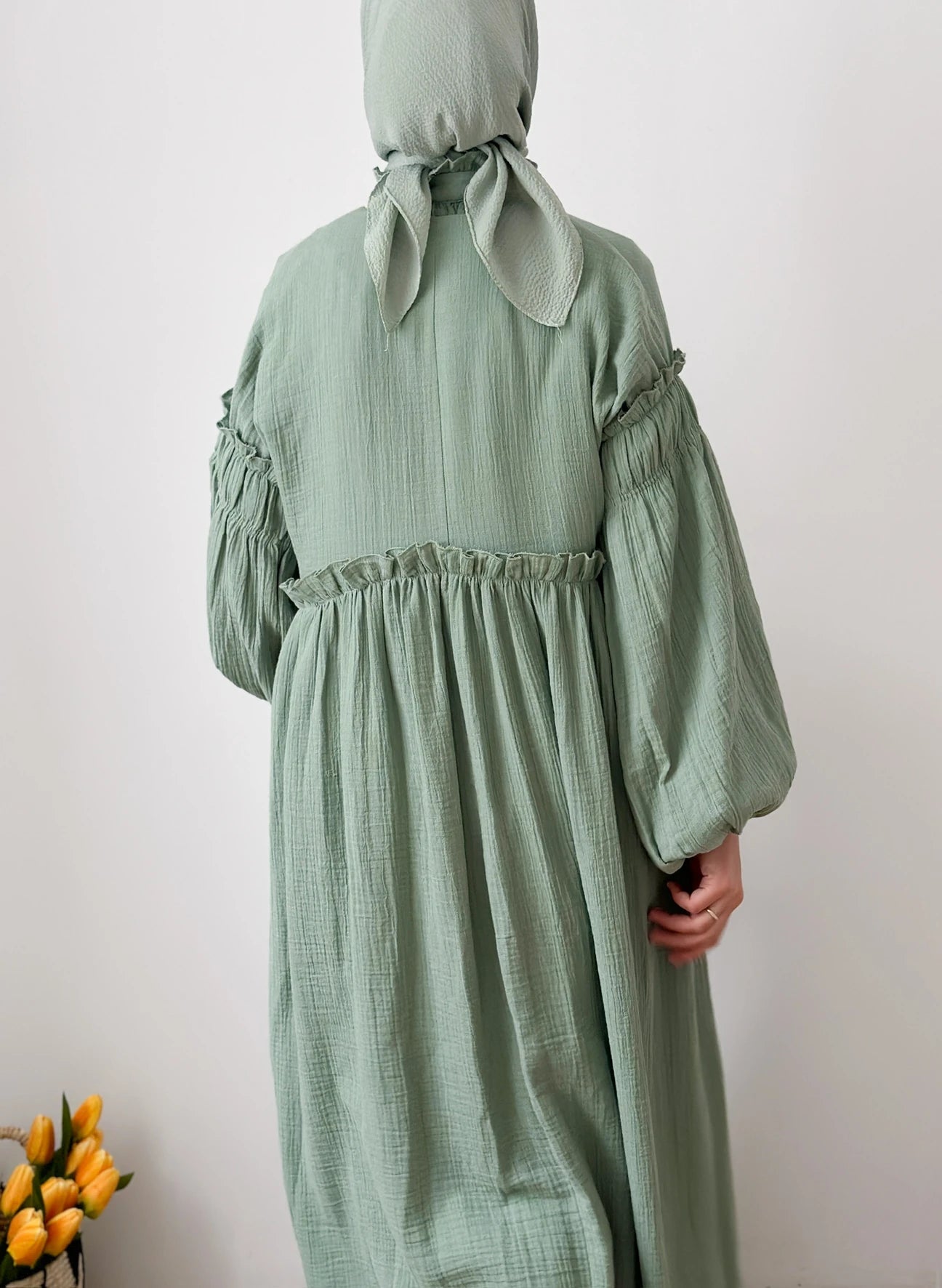 Vintage Muslin Two-piece dress-Green