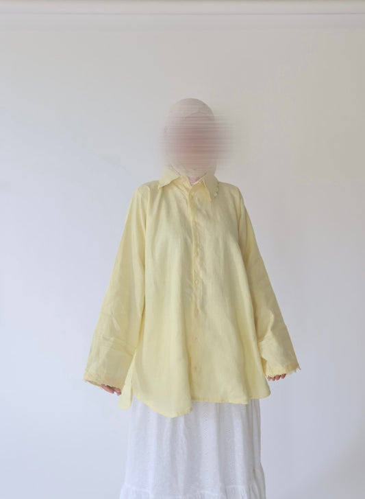 Linen-Butter Yellow-Lace Detail- Shirt