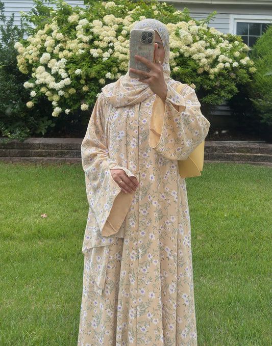 Zuhaira-Floral Printed Abaya + Hijab