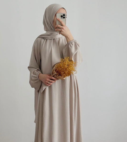 Aamina- Dress+Hijab-Beige