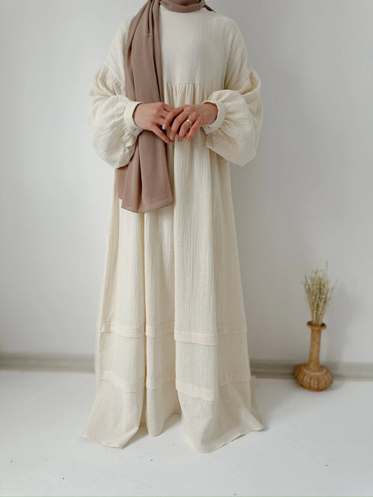 Farah-Organic Muslin Dress-Cream