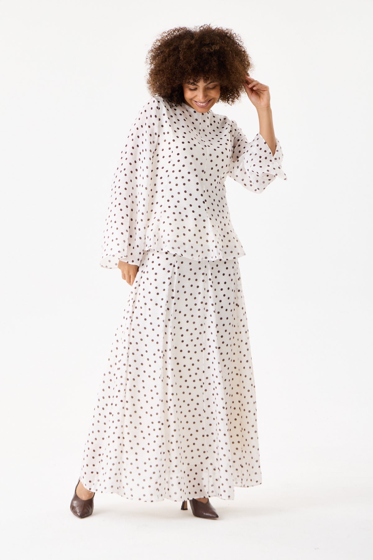 Potka Dot Skirt- Off White