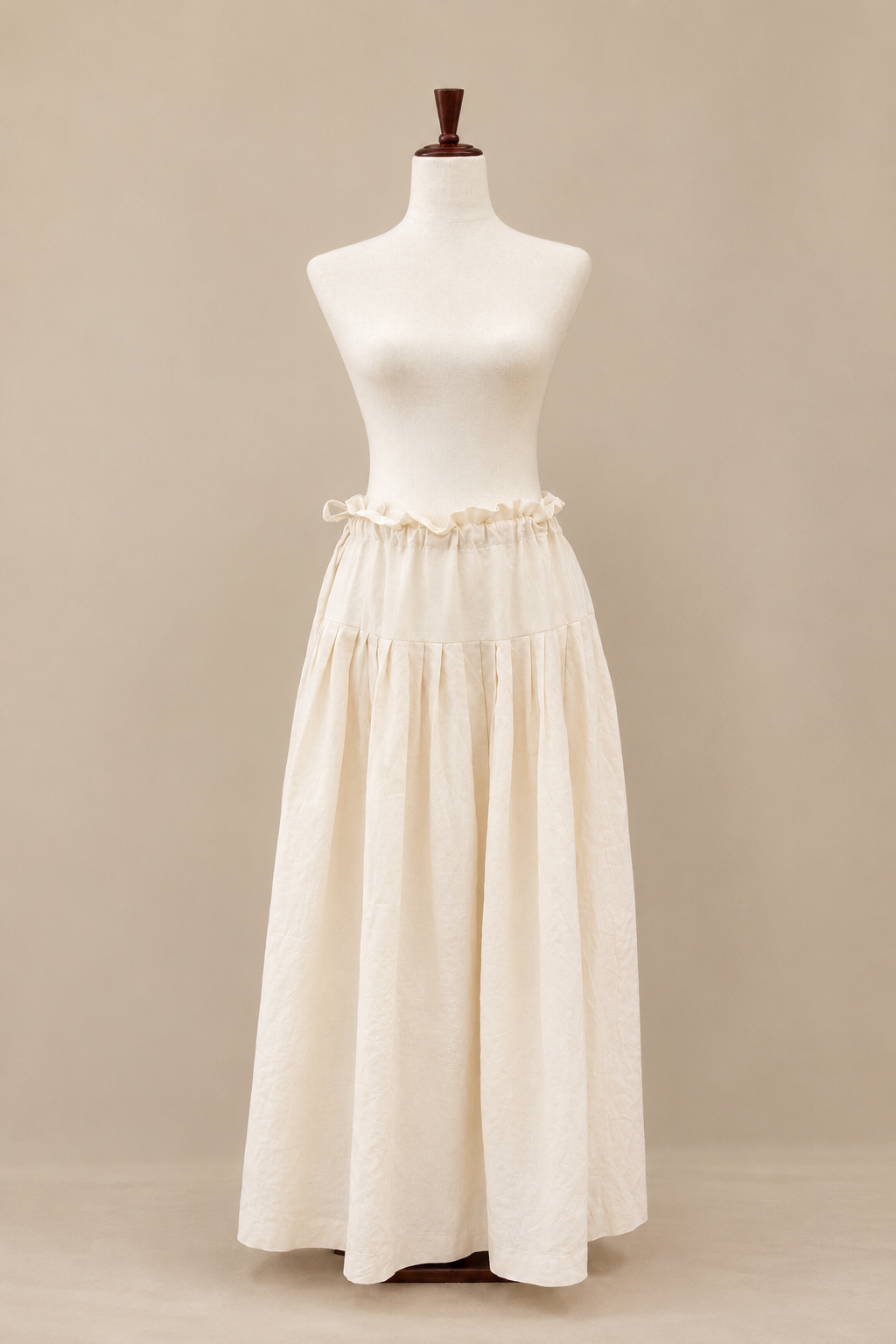 Mira Linen-Cotton Blend Maxi Skirt-Ivory