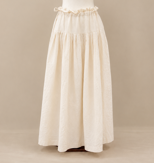 Mira Linen-Cotton Blend Maxi Skirt-Ivory