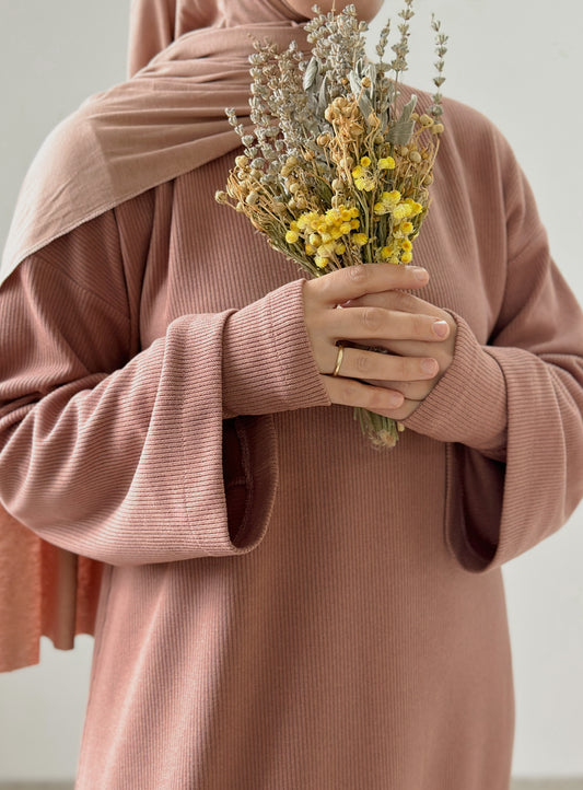 Ayah-knitted Dress Rose+Arm Sleeves