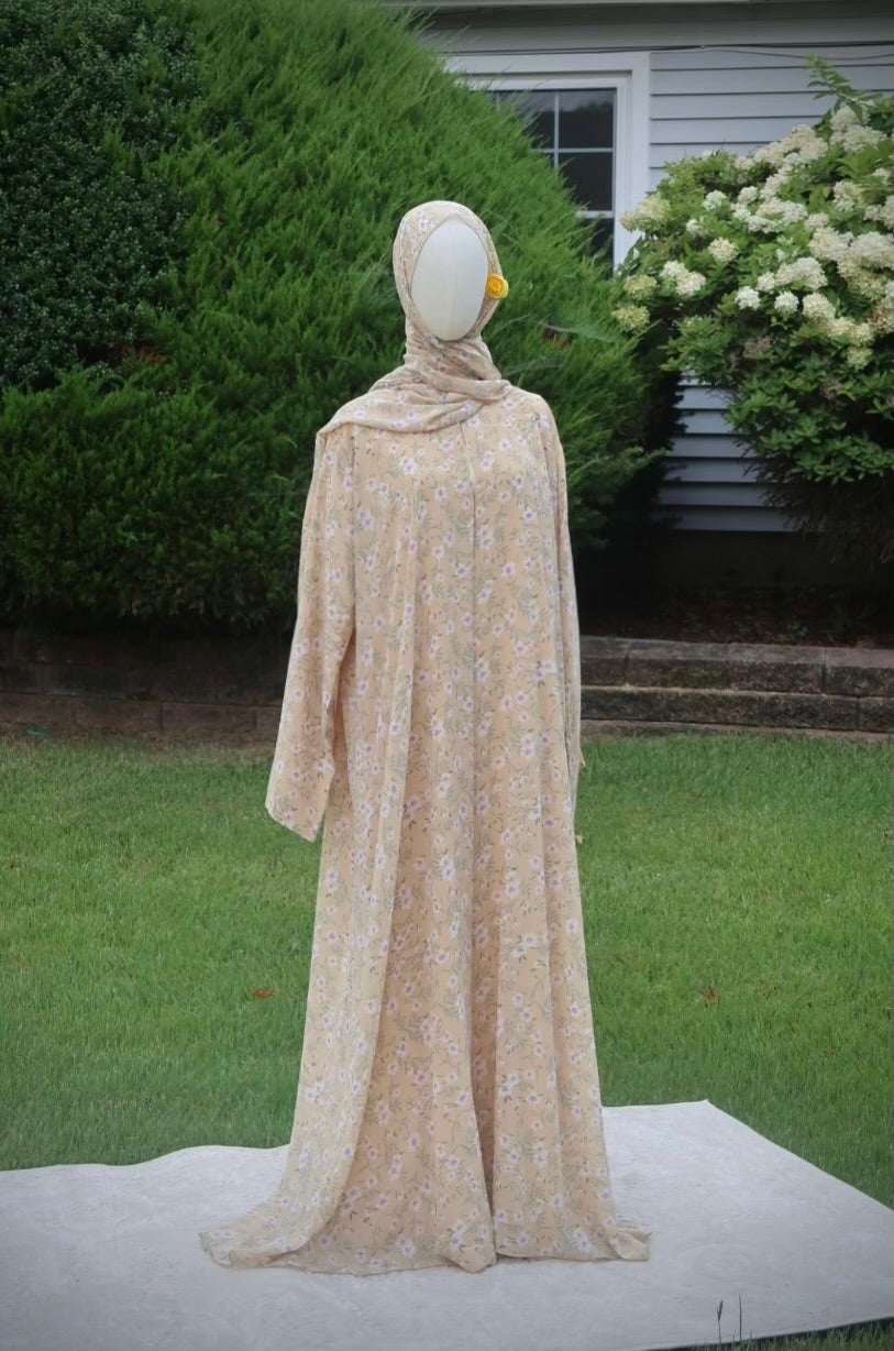 Zuhaira-Floral Printed Abaya + Hijab