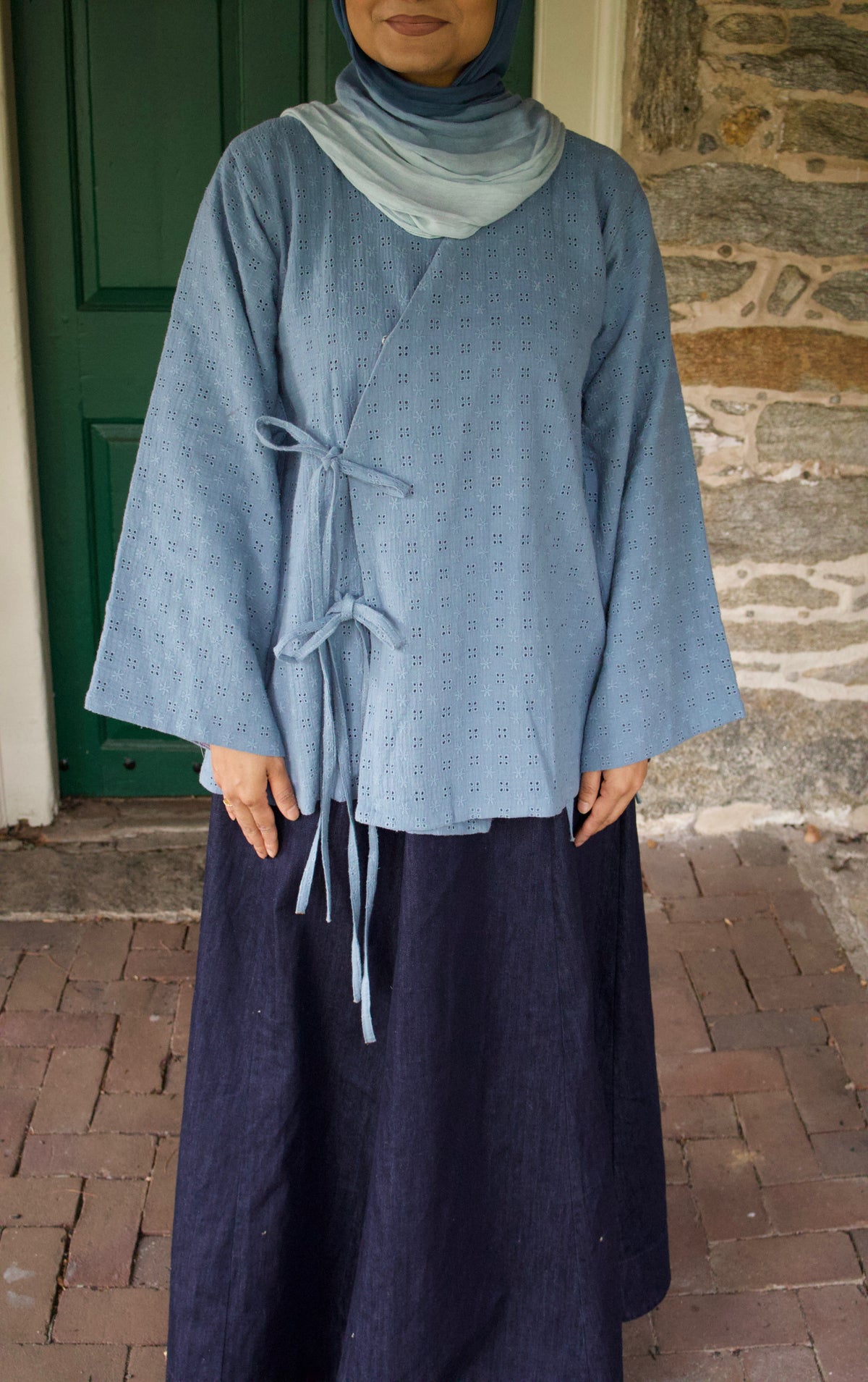 Yuna 100% Cotton Top-Blue Haze