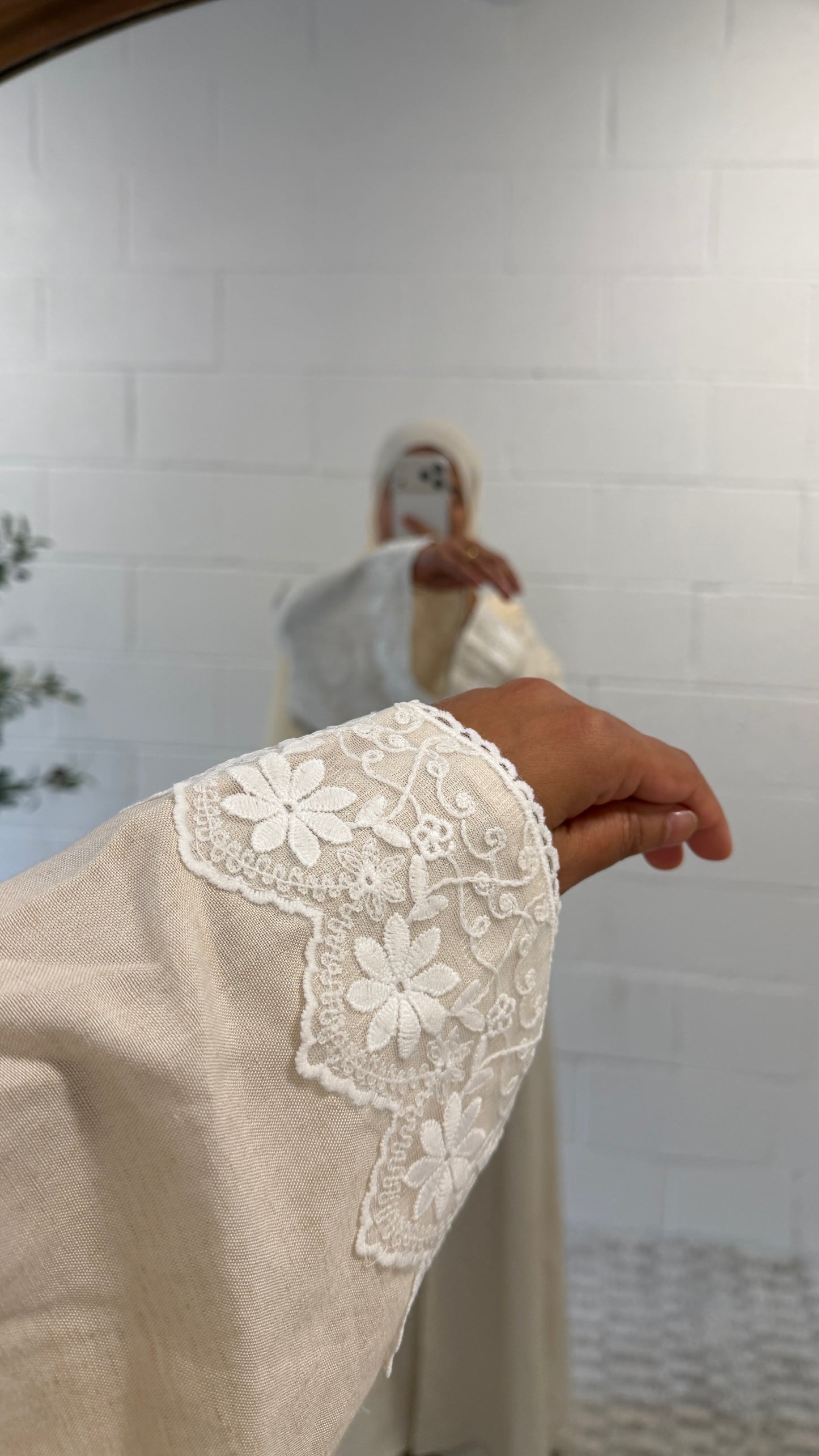Sora-Linen Two Piece-Abaya Set-Cream