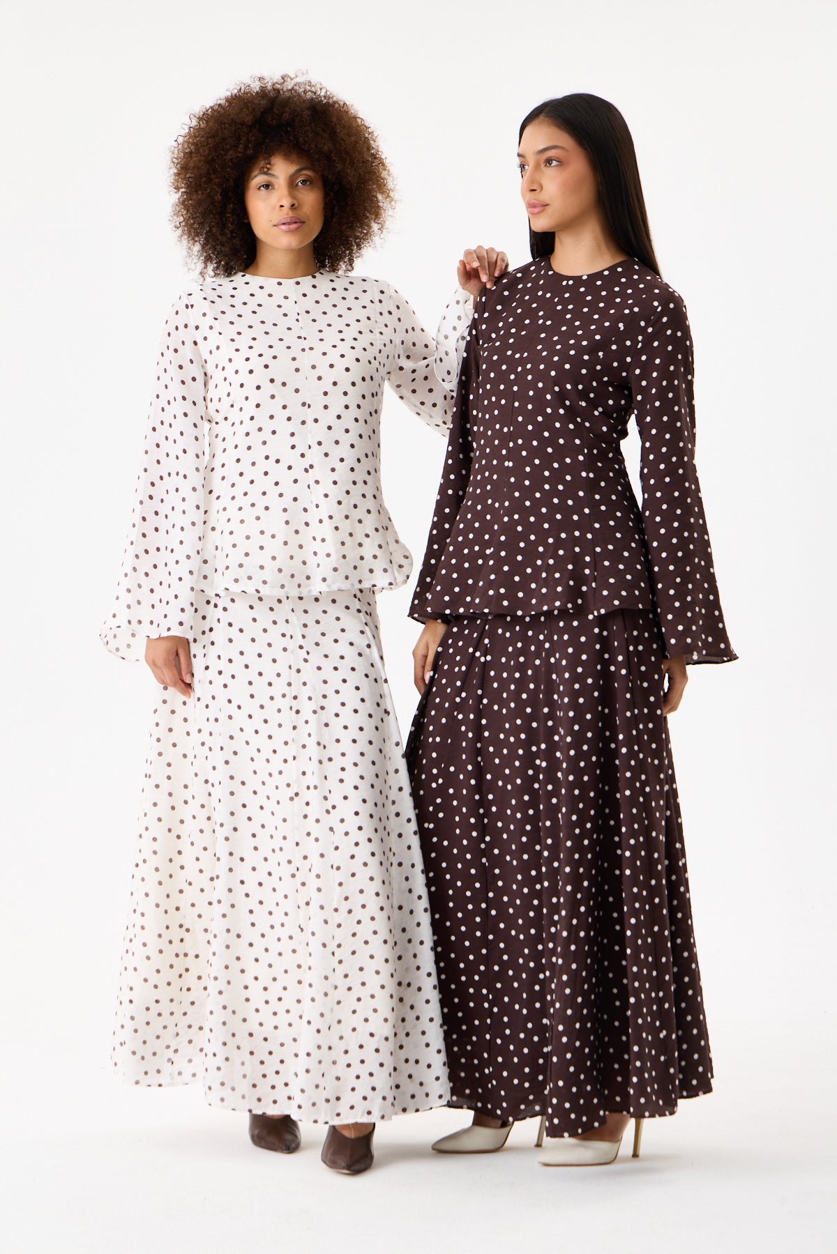 Potka Dot Skirt- Brown