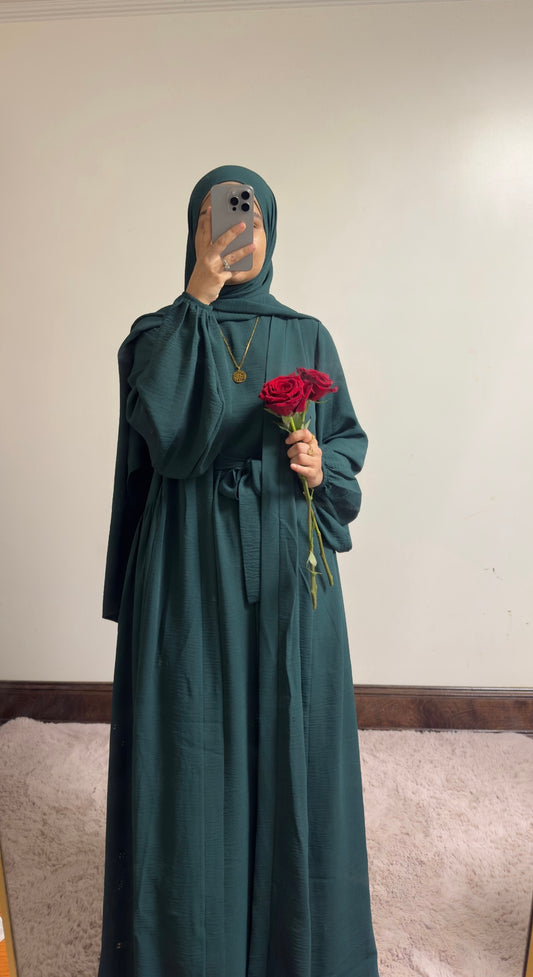 Tabassum-Four-Piece Abaya Set-Green