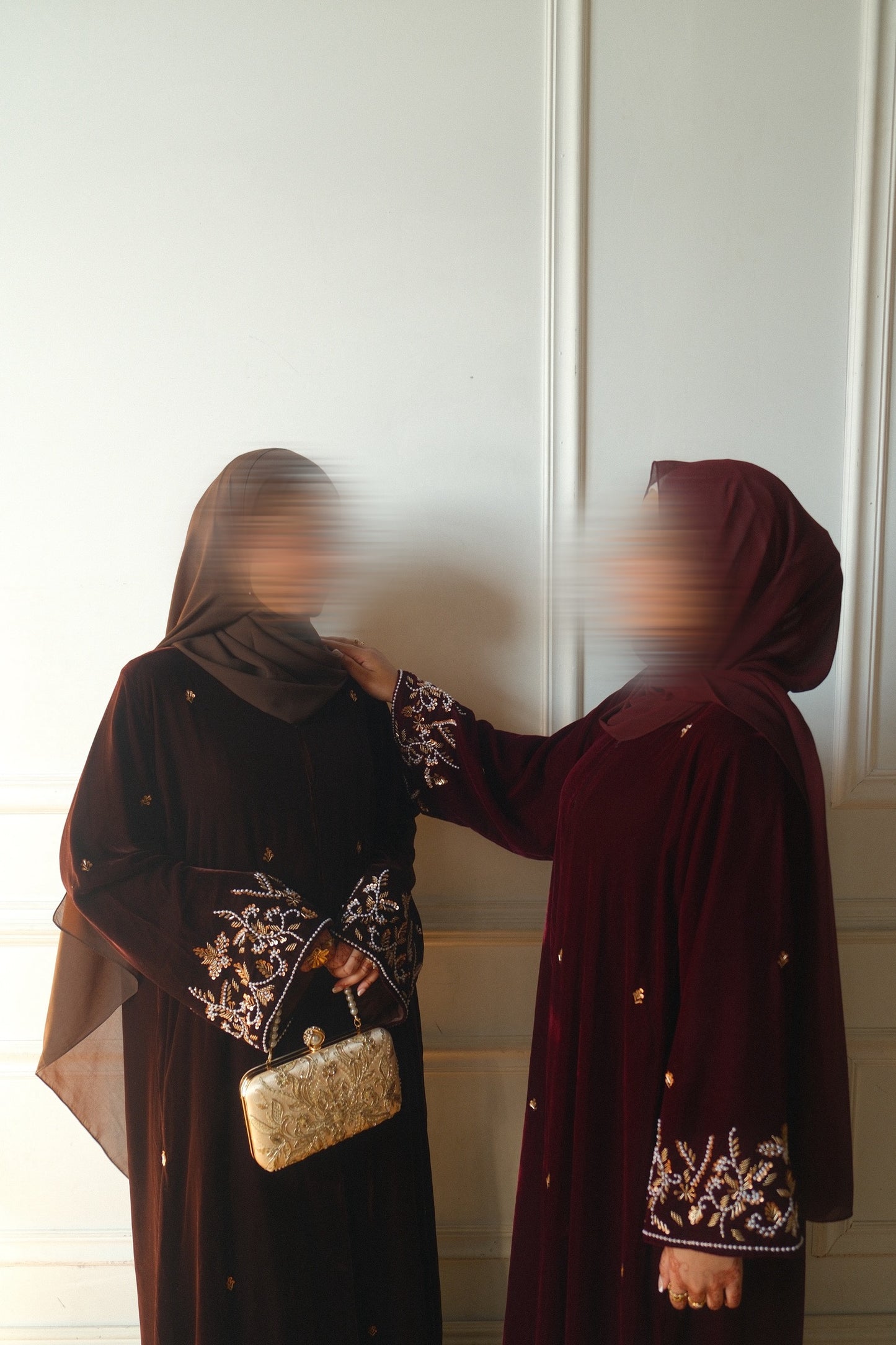 Layali-Luxury Velvet-Handcrafted-Abaya set-Maroon