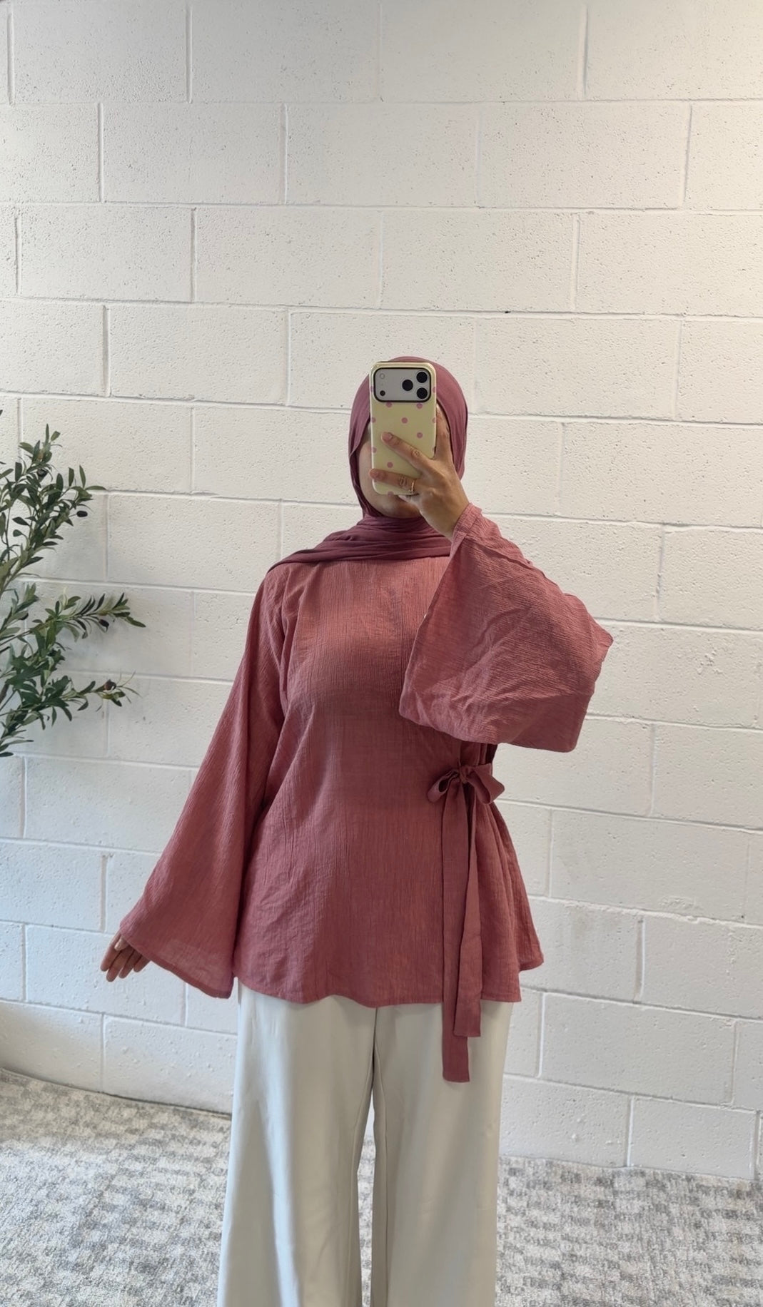 Rosalie Tie Top - Wide Sleeves-Dusty Rose
