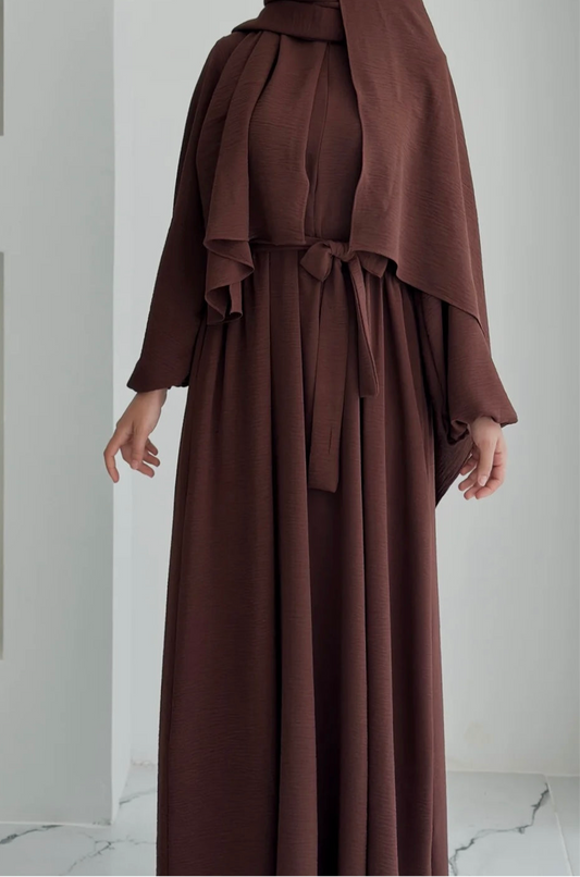 Aamina- Dress+Hijab-Brown-Nursing Friendly