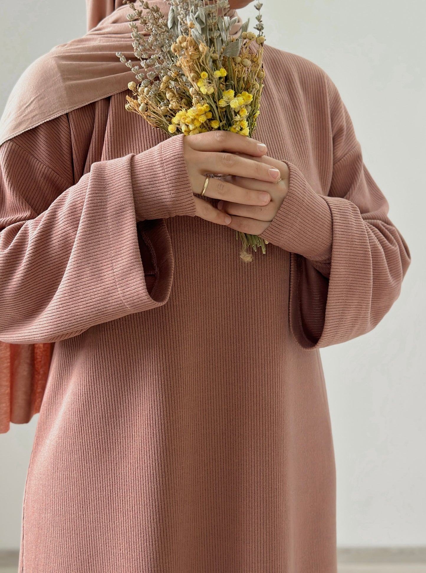 Ayah-knitted Dress Rose+Arm Sleeves