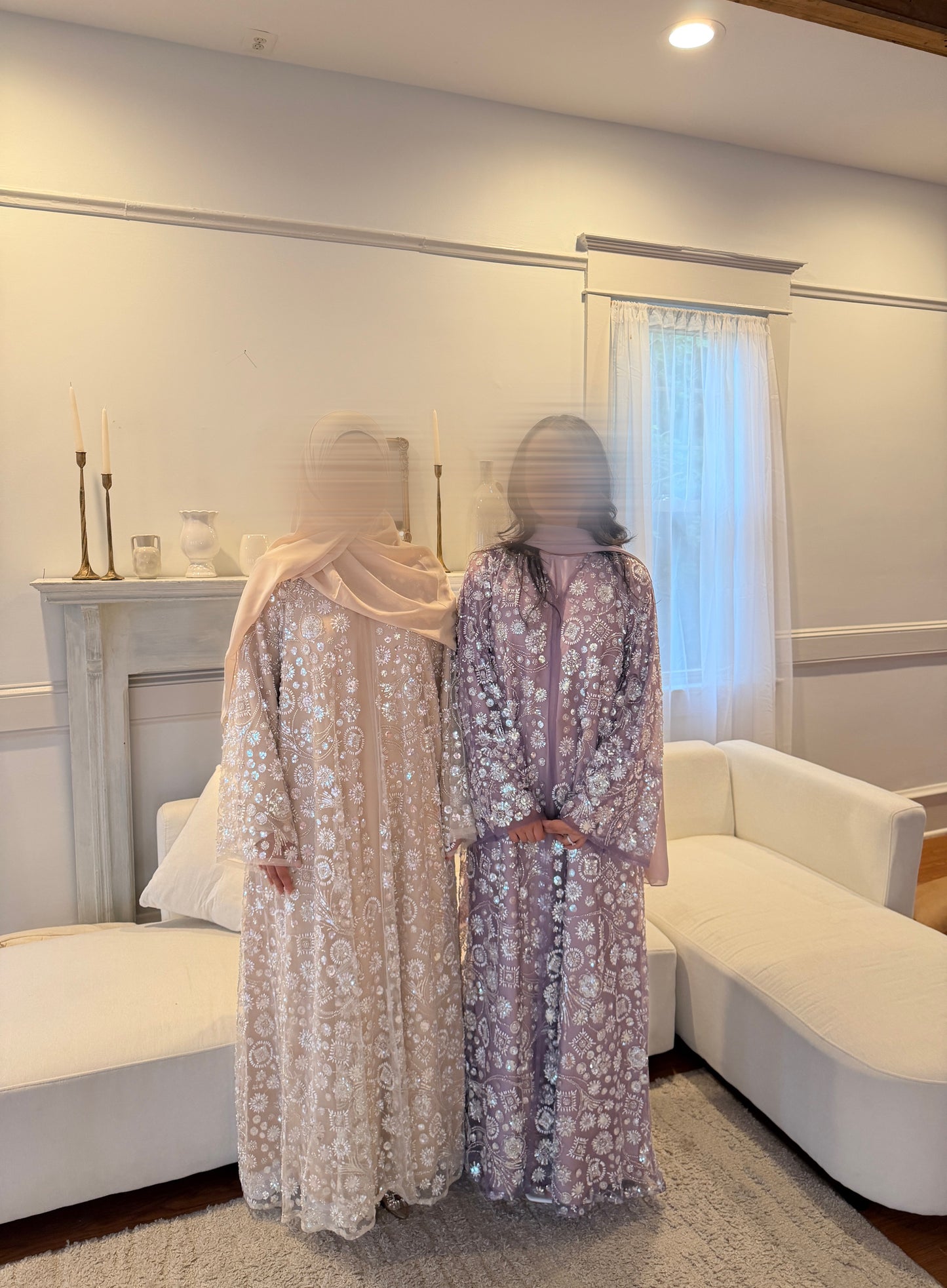 Roya-Heavily embellished-Abaya Set-Dusty Mauve