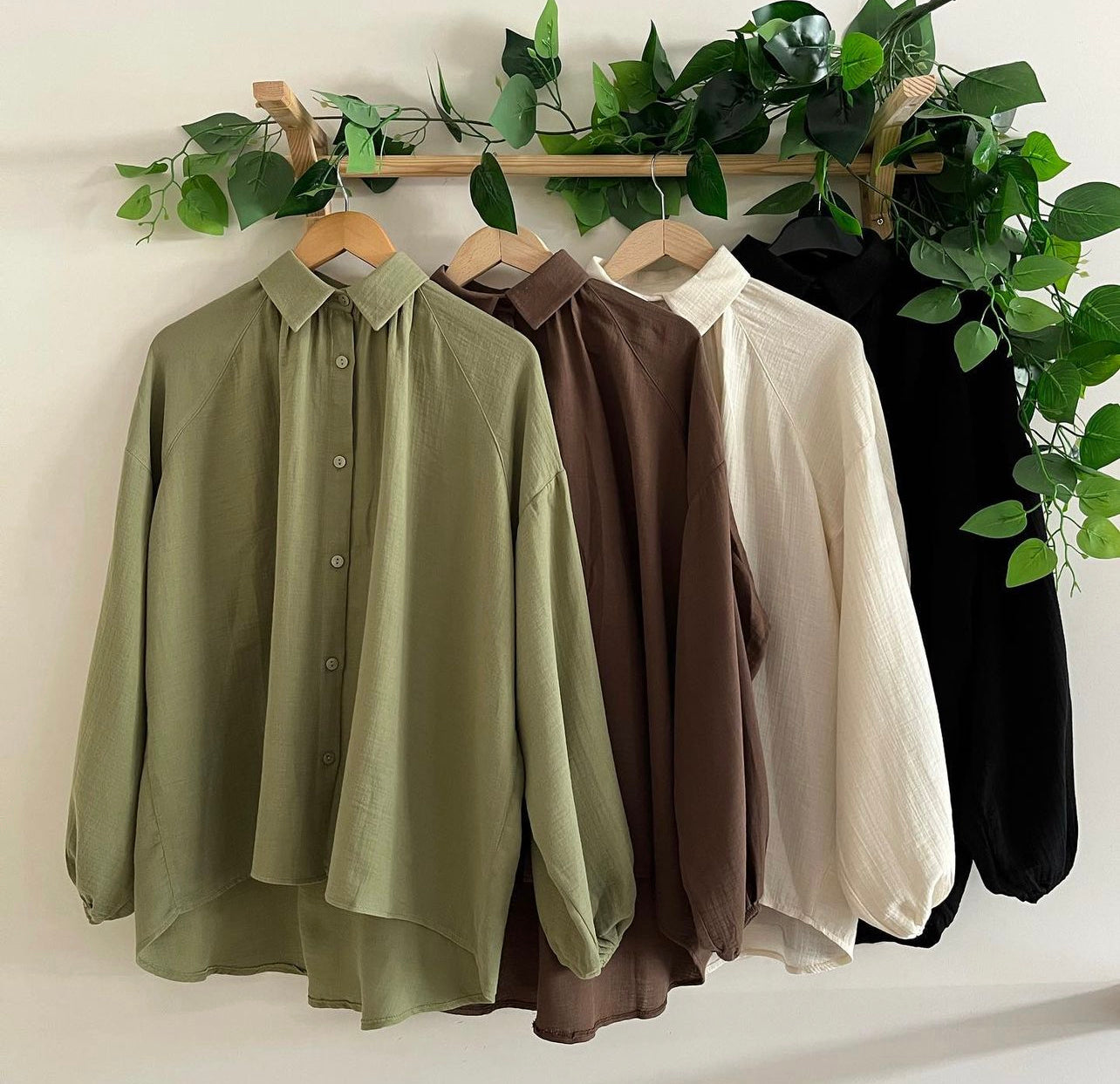 Muslin Skirt and Shirt Set-Olive