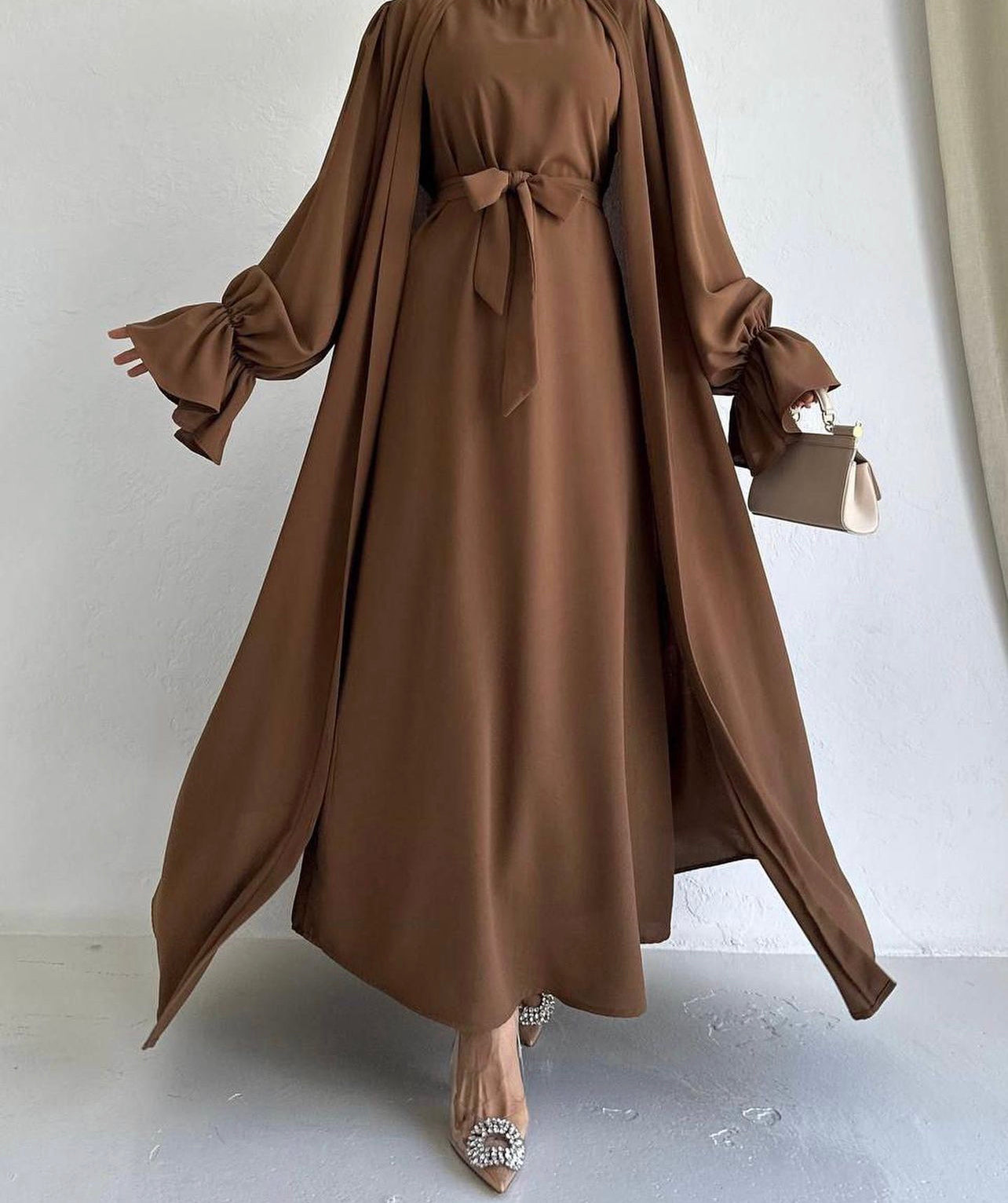 Brown Two-Piece Abaya Set