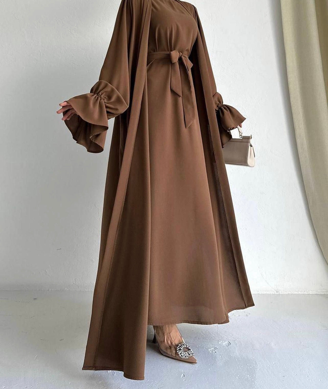 Brown Two-Piece Abaya Set